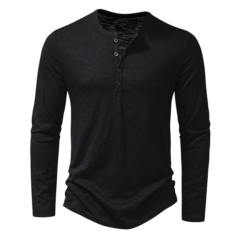 Herren Langarm-Henley-Shirt aus hochwertiger Baumwolle mit modernem Schnitt Heidi-Mode