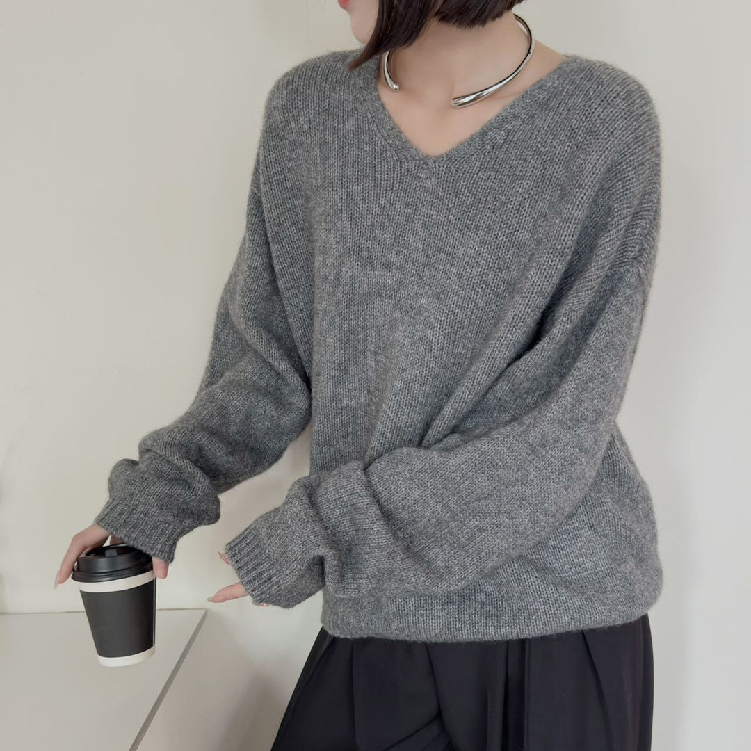 Femme Luxuriöser V-Ausschnitt Kaschmirpullover Heidi-Mode