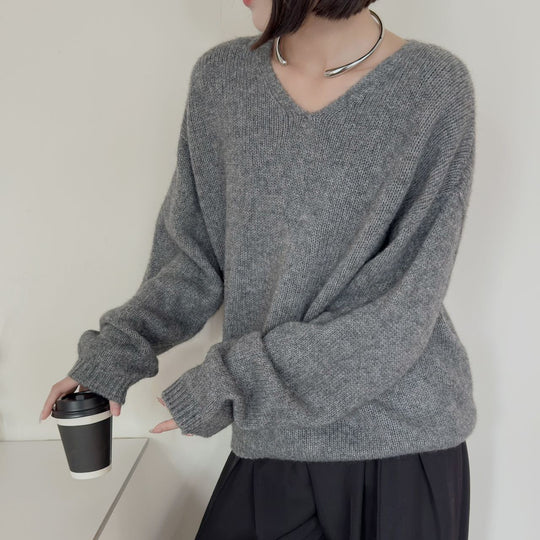 Femme Luxuriöser V-Ausschnitt Kaschmirpullover Heidi-Mode
