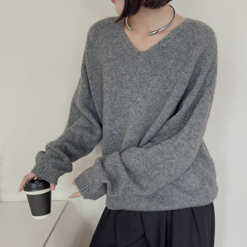 Femme Luxuriöser V-Ausschnitt Kaschmirpullover Heidi-Mode
