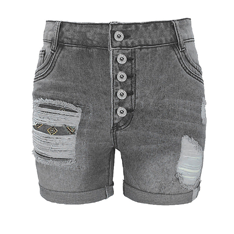 Damen Jeans-Shorts mit lässigem Fransen-Design und modischen Applikationen Heidi-Mode