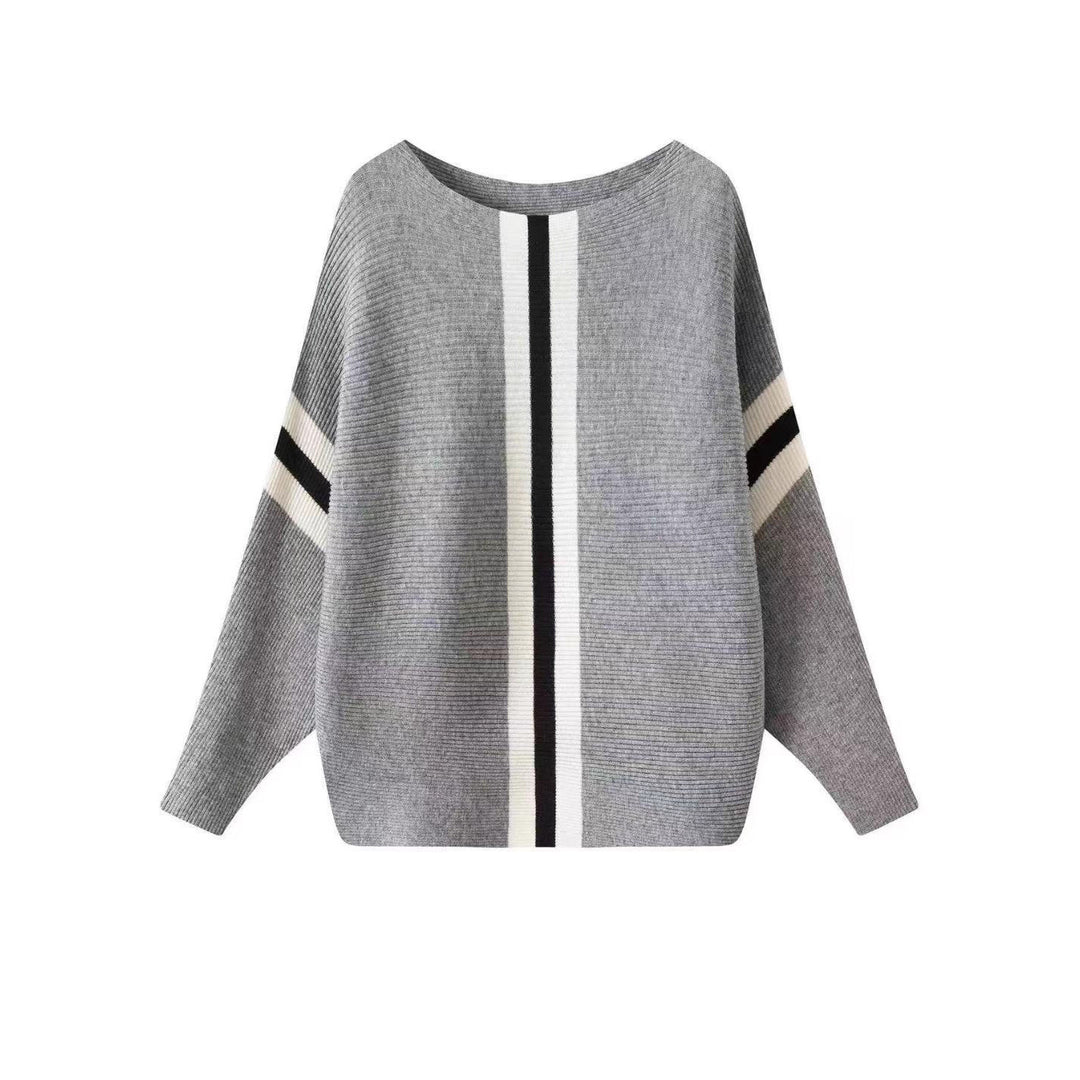 Damen Grobstrickpullover mit modernen Streifen Heidi-Mode