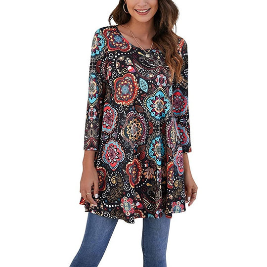 Damen Tunika mit einzigartigem Mandala-Druck Heidi-Mode