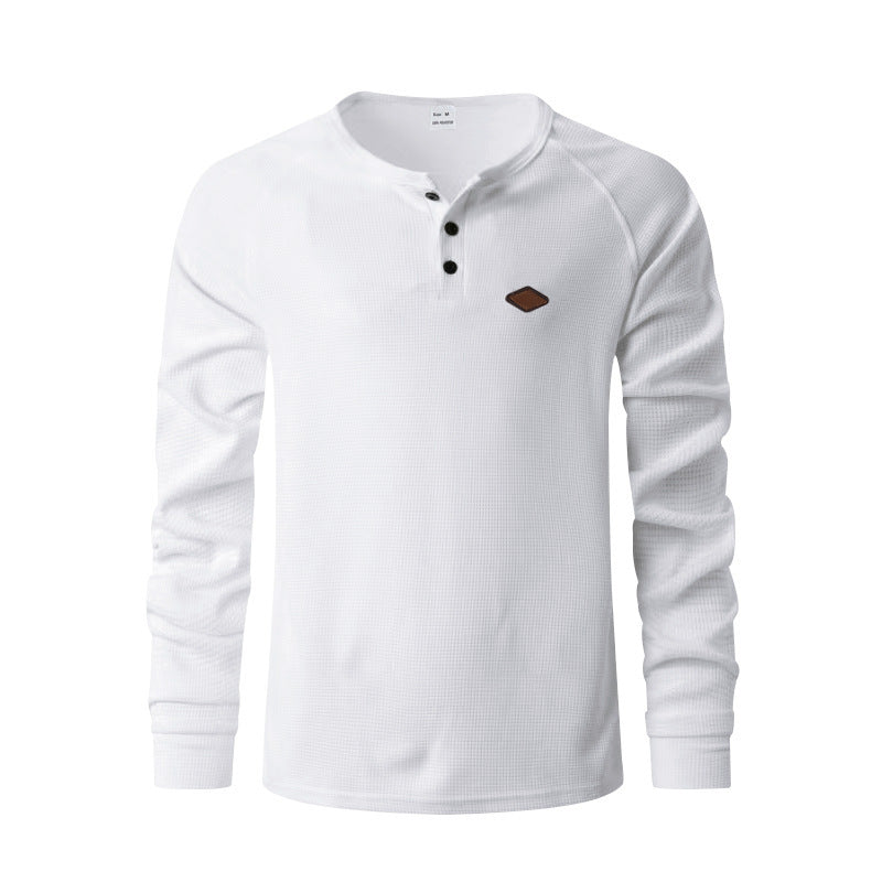 Herren Langarmshirt mit Knopfleiste und Struktur Heidi-Mode