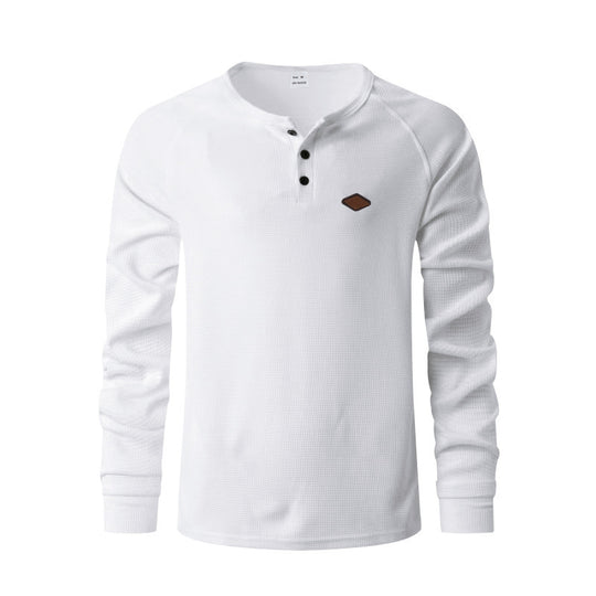 Herren Langarmshirt mit Knopfleiste und Struktur Heidi-Mode
