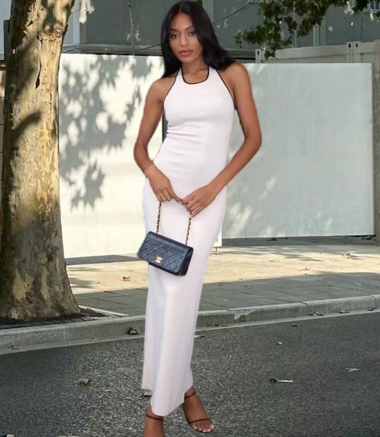 Damen Elegantes Maxikleid mit tiefem V-Ausschnitt und seitlichem Schlitz Heidi-Mode