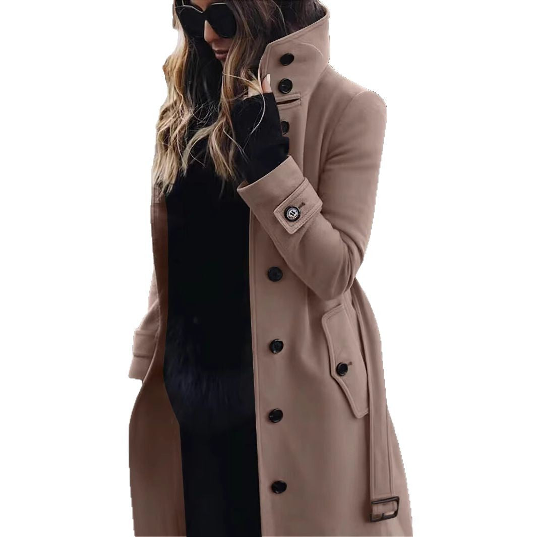 Damen modischer Trenchcoat mit hohem Kragen und eleganten Knopfdetails Heidi-Mode