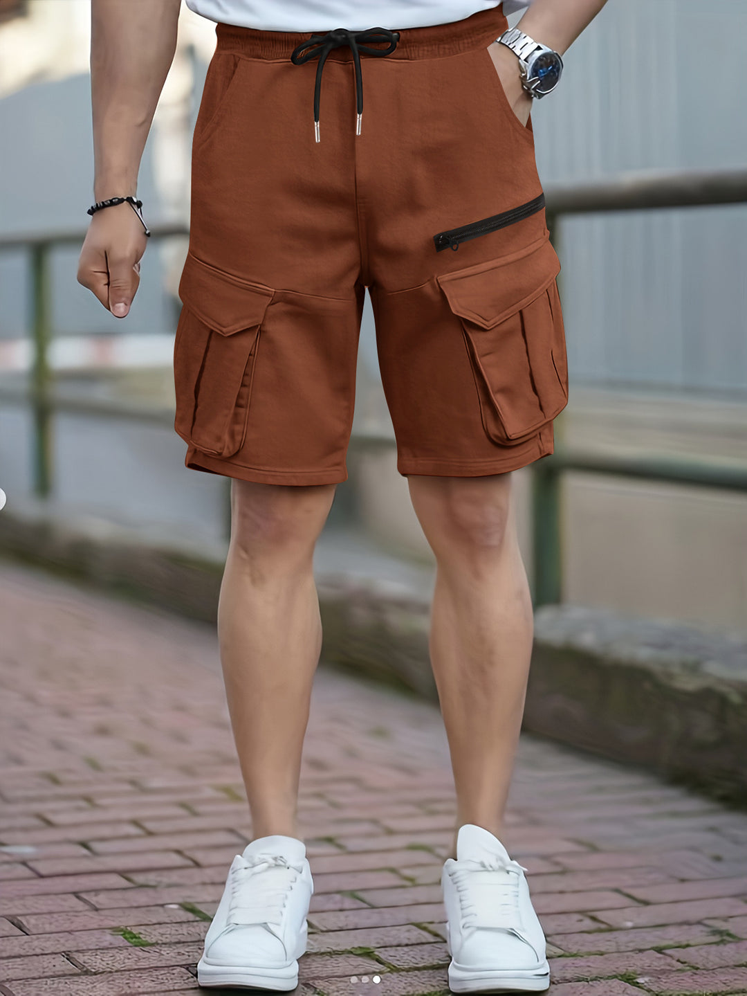 Herren Cargo-Shorts mit praktischen Taschen und elastischem Bund Heidi-Mode