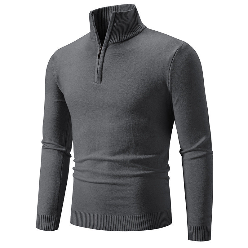 Herren modischer Rollkragenpullover mit Zipper und feiner Strickstruktur Heidi-Mode