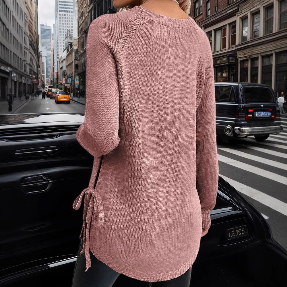 Damen lässiger Pullover mit seitlichen Bindebändern Heidi-Mode