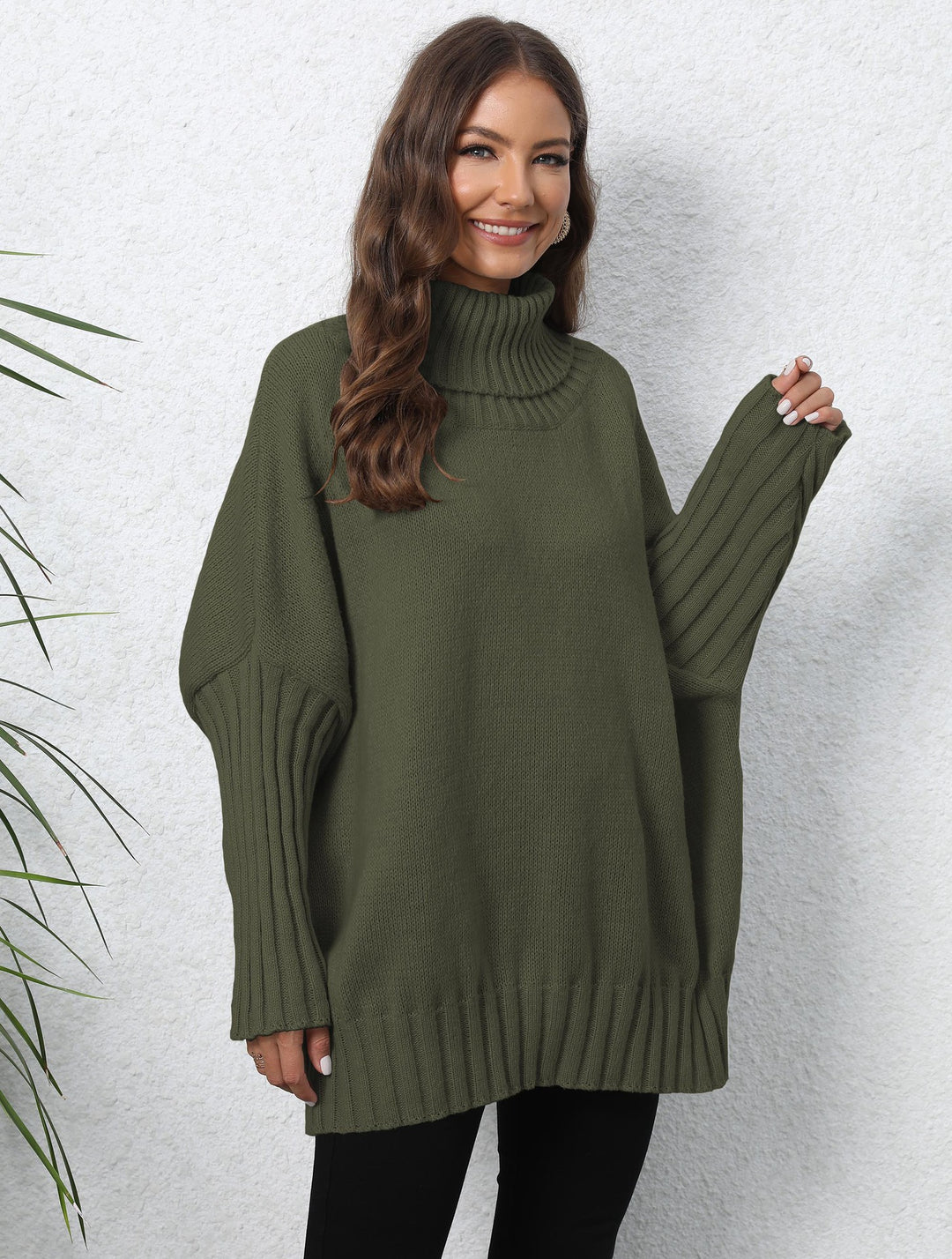 Damen Oversize Rollkragenpullover mit strukturiertem Strick Heidi-Mode