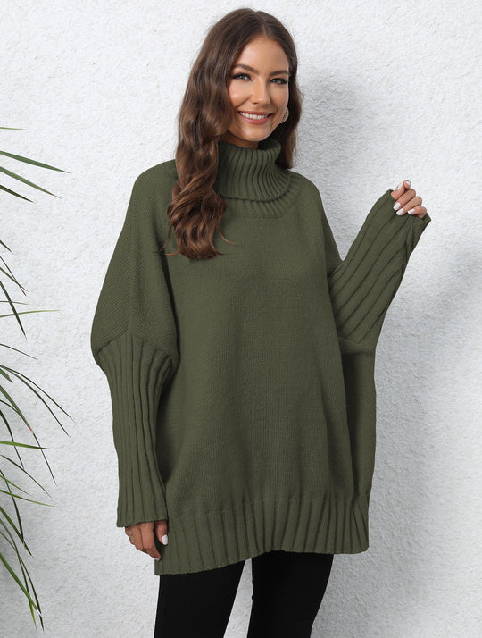 Damen Oversize Rollkragenpullover mit strukturiertem Strick Heidi-Mode