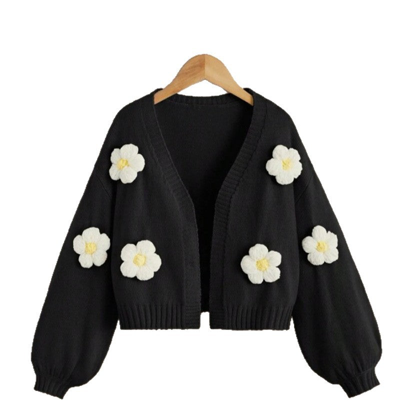 Damen Kurzjacke mit verspielten Blumenapplikationen Heidi-Mode