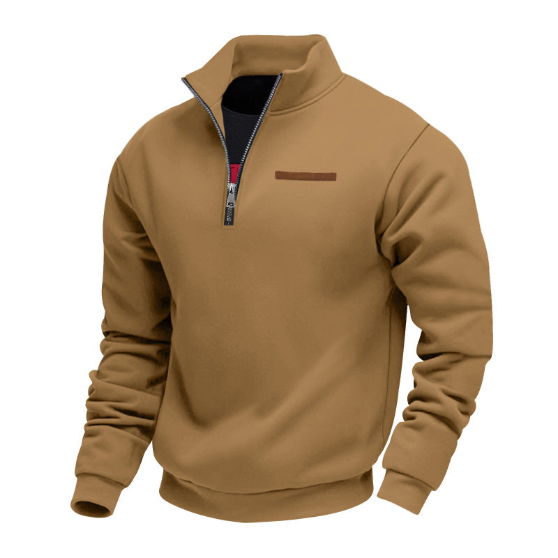 Herren Hochwertiger Fleece-Pullover mit halbem Reißverschluss Heidi-Mode