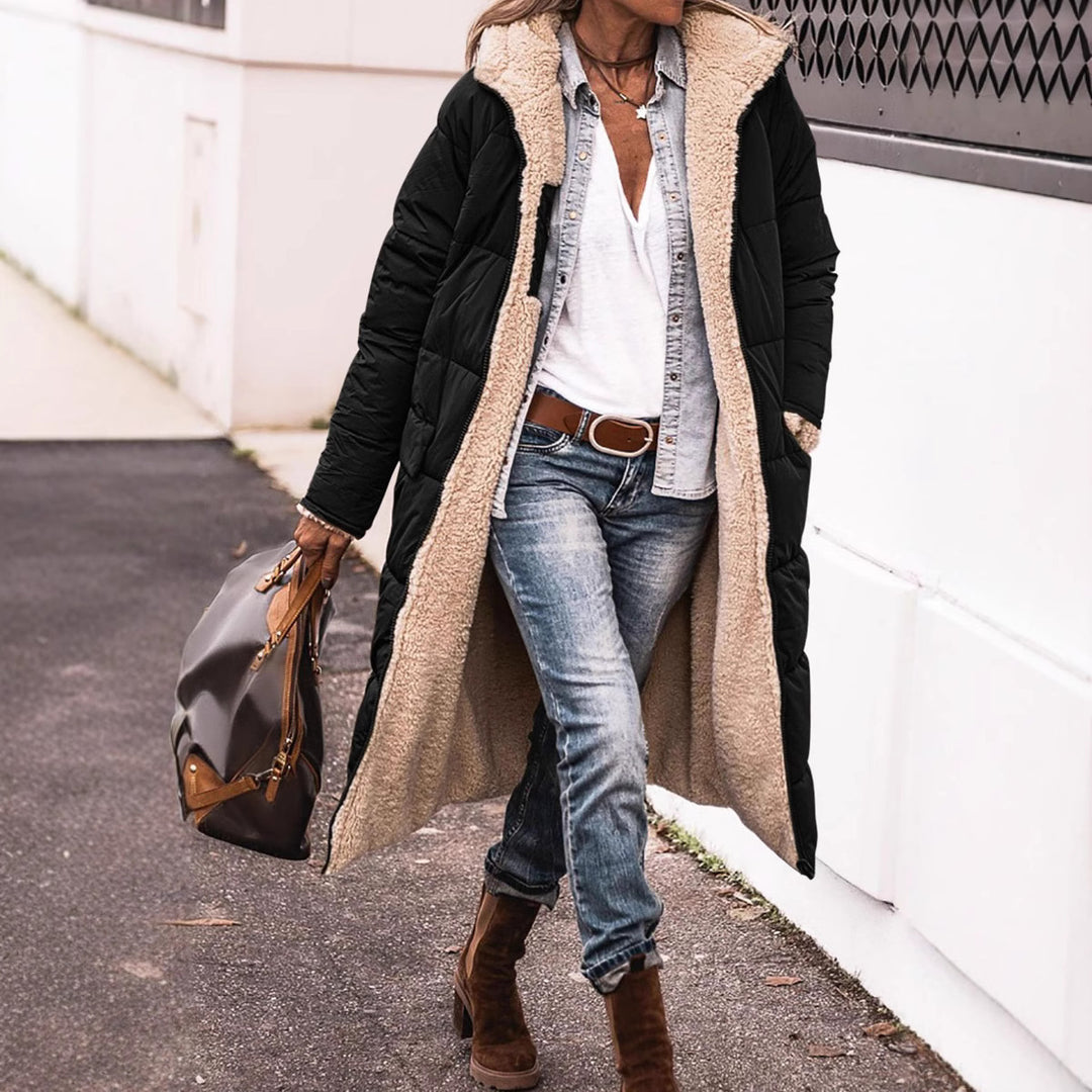 Damen lange, gefütterte Winterjacke mit Fleece-Futter Heidi-Mode