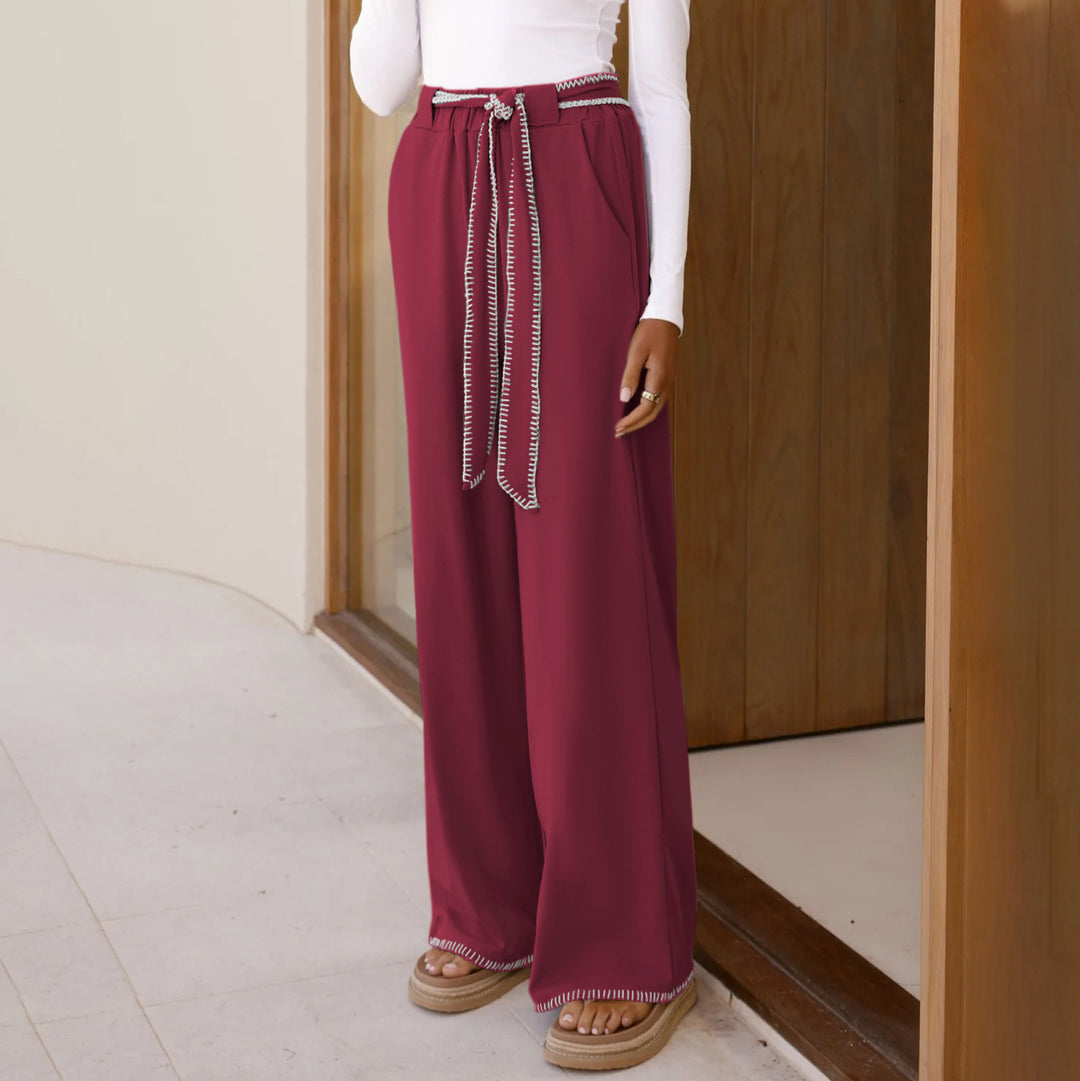 Damen Weitgeschnittene Freizeit-Hose mit elastischem Bund und lässigem Design Heidi-Mode