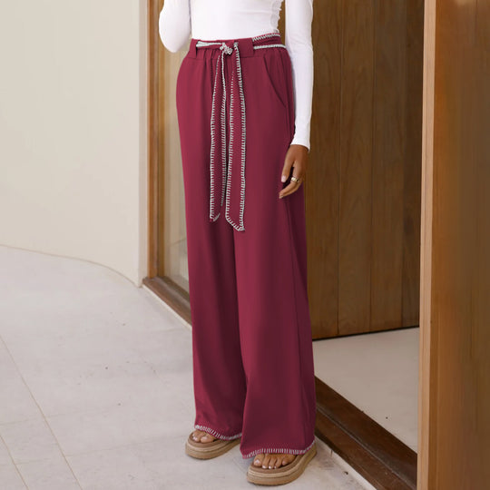 Damen Weitgeschnittene Freizeit-Hose mit elastischem Bund und lässigem Design Heidi-Mode