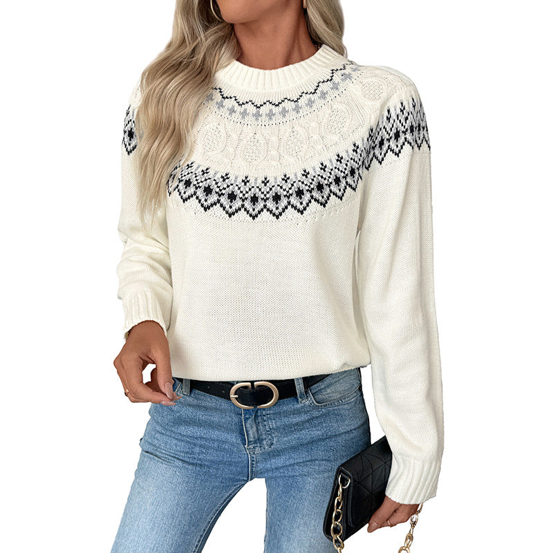 Damen Strickpullover mit traditionellem Norweger-Muster Heidi-Mode