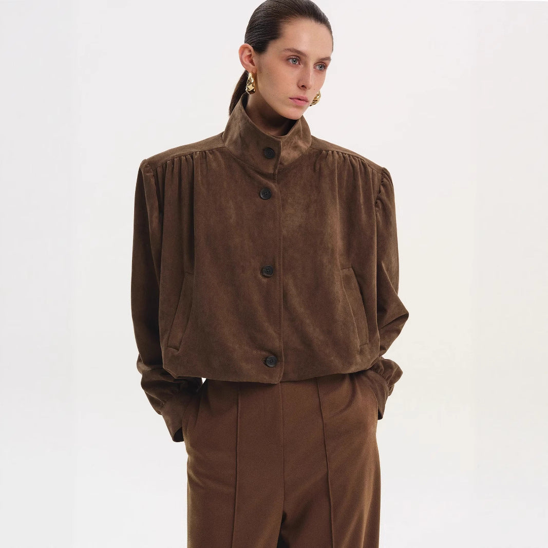 Damen Oversized Bluse mit schickem Plissee-Design und eleganten Knopfdetails Heidi-Mode