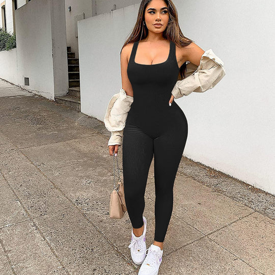 Damen Sportlicher Bodysuit mit Rippstruktur und breiten Trägern Heidi-Mode