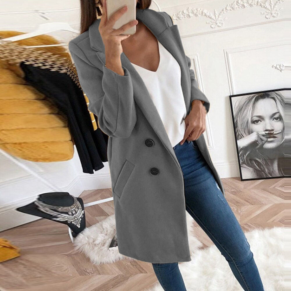 Heidi-Mode | Lange Doppelreiherjacke mit Taschen