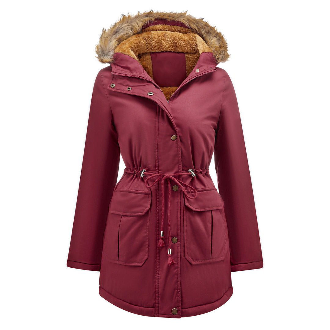 Damen warme Outdoor-Parka mit abnehmbarer Kapuze und luxuriösem Kunstfell Heidi-Mode
