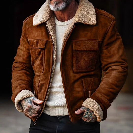 Herren Lederjacke mit weichem Sherpa-Futter Heidi-Mode