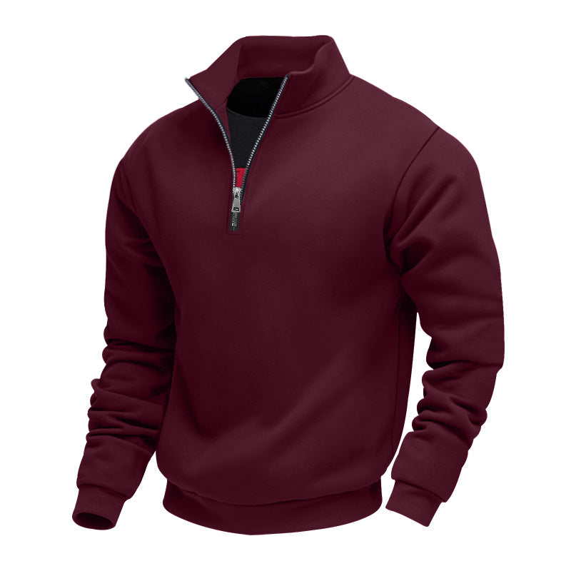 Herren sportlicher Sweatshirt mit modernem Stehkragen und Reißverschluss Heidi-Mode