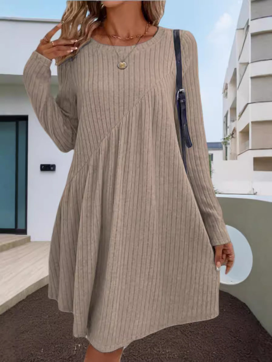 Damen lässiges Ripp-Kleid mit asymmetrischem Design Heidi-Mode