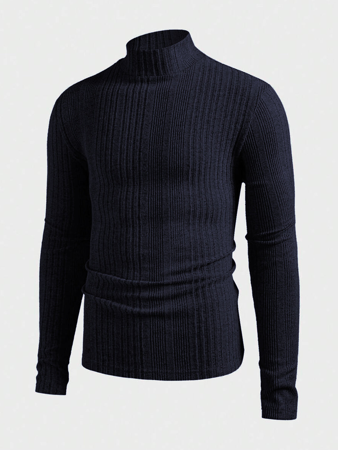 Herren Strickpullover mit hohem Kragen und Rippstruktur Heidi-Mode