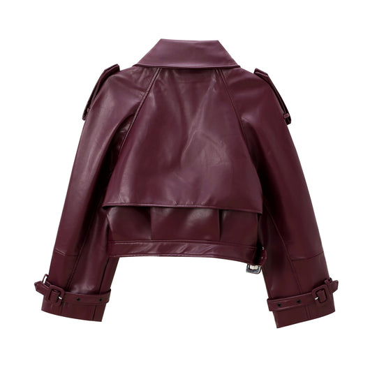 Damen cropped jacke im eleganten Design mit breitem Revers und praktischen Taschen Heidi-Mode