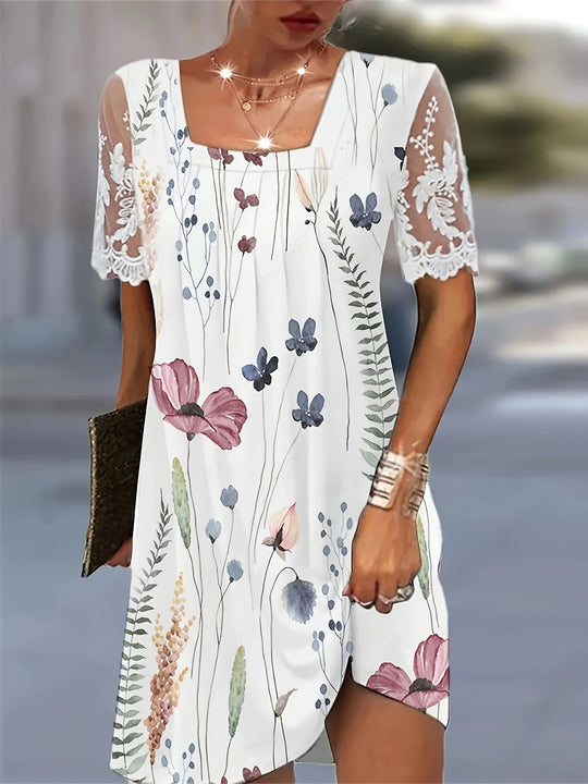 Damen Blumenmuster Shift Kleid Heidi-Mode