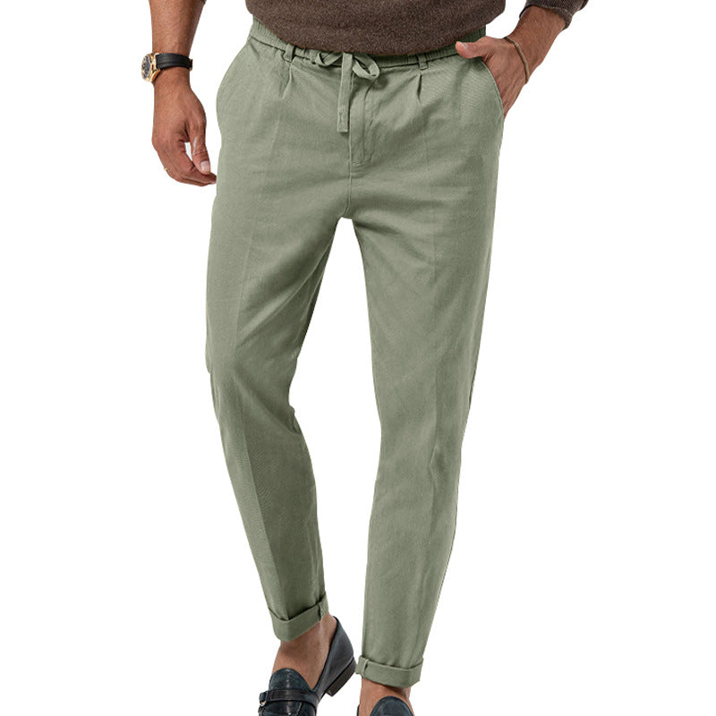 Herren entspannte Chinohose mit verstellbarem Kordelzug und seitlichen Taschen Heidi-Mode