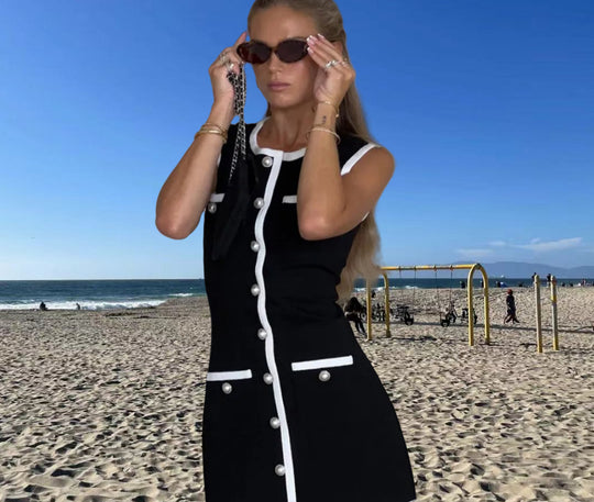 Damen Strickmaxikleid mit Knopfleiste und seitlichen Schlitzen Heidi-Mode