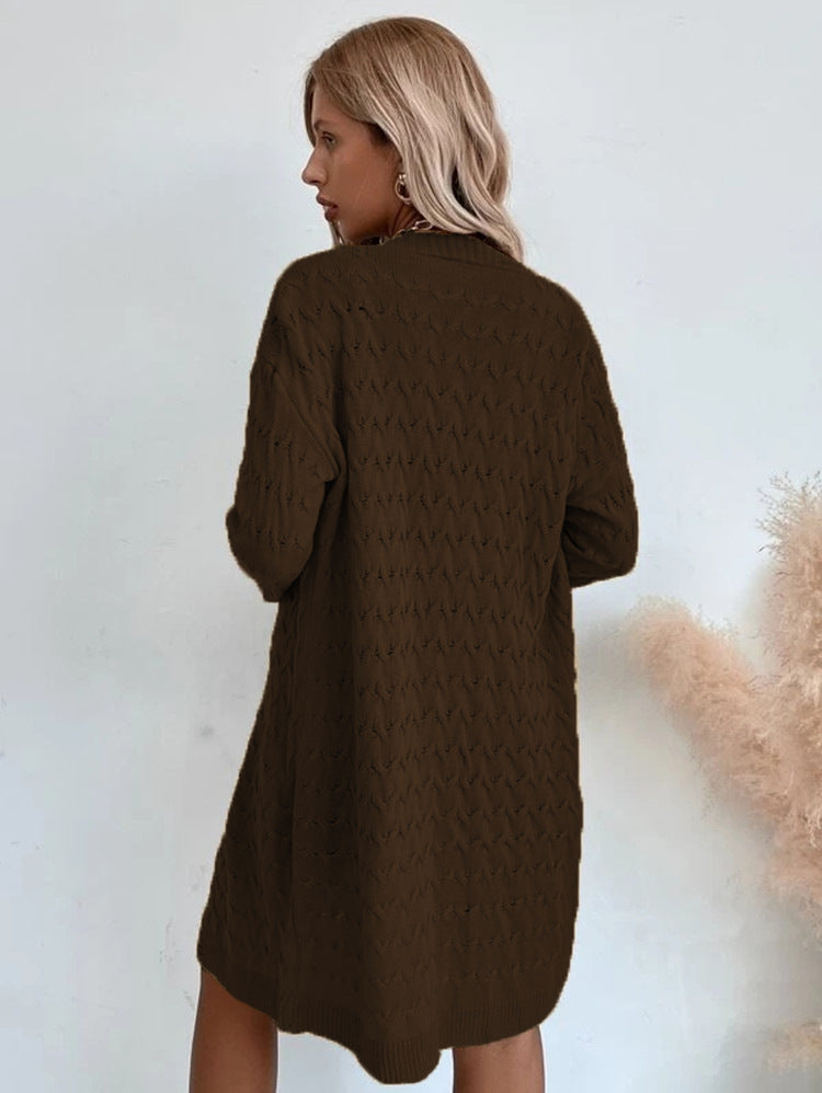 Damen Großer Strickmantel mit strukturiertem Muster und lässigem Schnitt Heidi-Mode