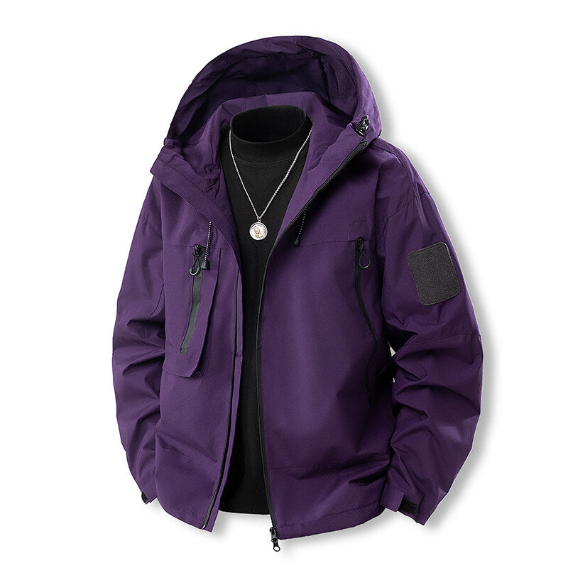 Herren wasserfeste Multifunktionsjacke mit Kapuze und praktischen Taschen Heidi-Mode