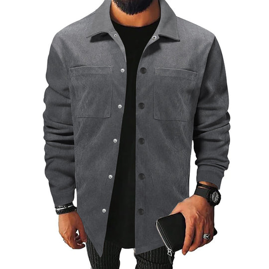 Herren Freizeit-Jacke aus strukturiertem Samt mit praktischen Brusttaschen Heidi-Mode