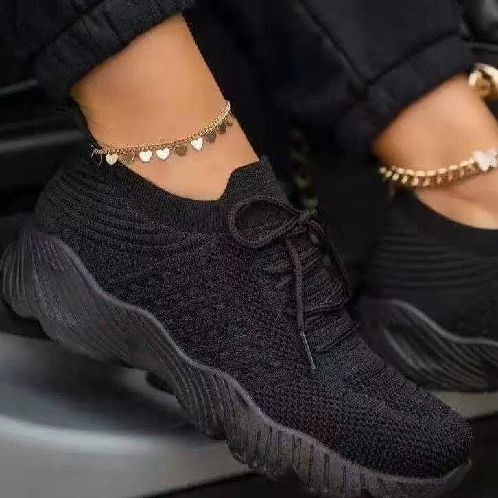 Damen modische Leichtgewicht Sneakers mit atmungsaktivem Strickoberteil und rutschfester Sohle Heidi-Mode