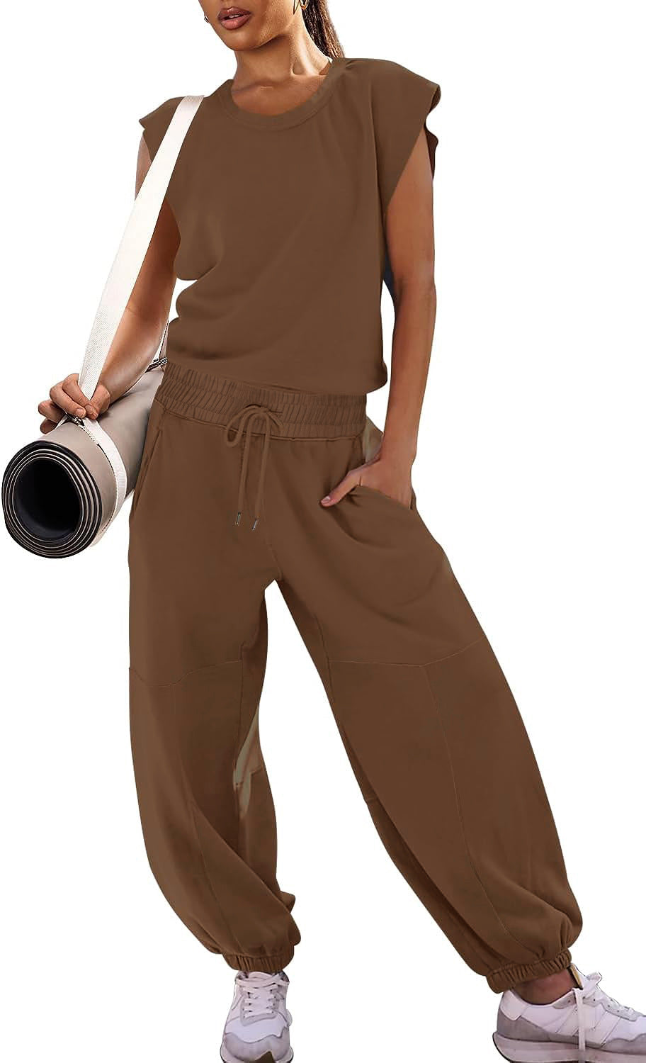 Damen lässiger Sweatanzug mit weiter Silhouette und elastischem Bund Heidi-Mode