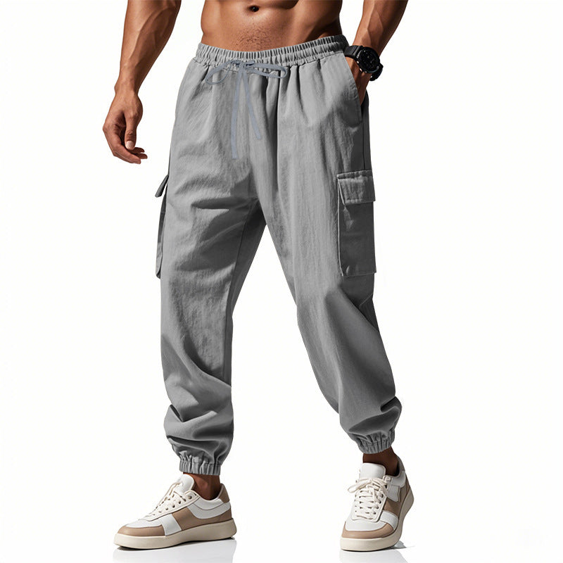Herren Cargo-Trainingshose mit elastischem Bund und praktischen Seitentaschen Heidi-Mode