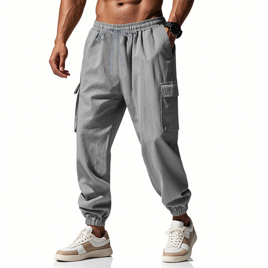 Herren Cargo-Trainingshose mit elastischem Bund und praktischen Seitentaschen Heidi-Mode