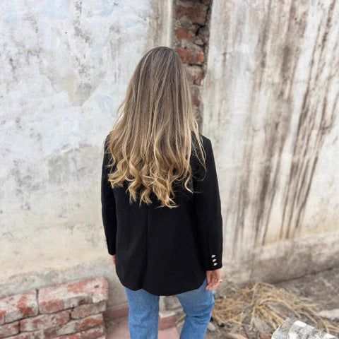 Damen eleganter und bequemer Blazer mit doppelter Knopfleiste Heidi-Mode