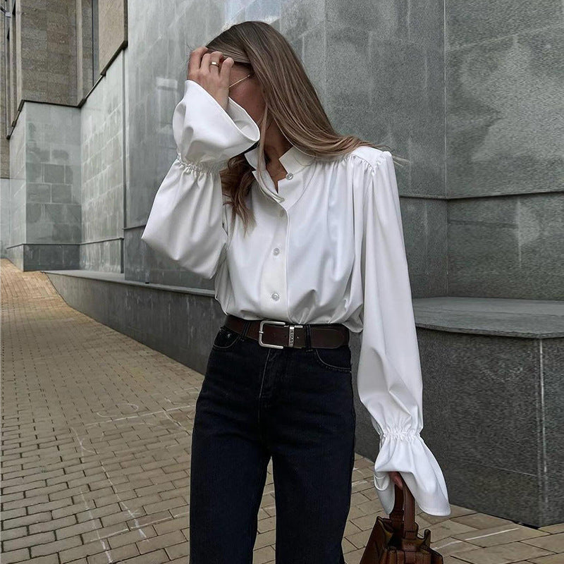 Damen Elegante Bluse mit voluminösen Ärmeln Heidi-Mode