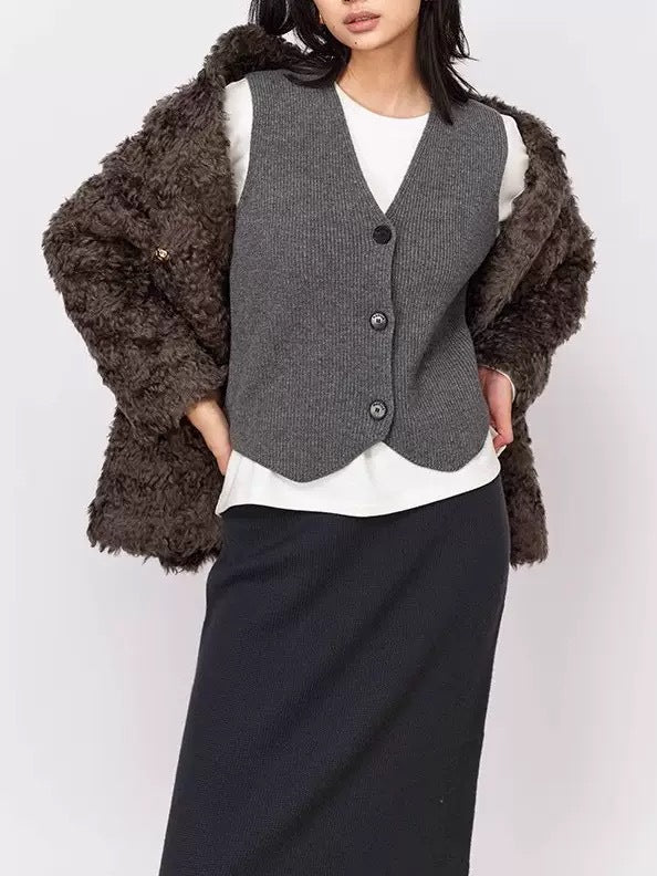 Damen Strickweste mit feiner Rippenstruktur und nachhaltiger Baumwolle Heidi-Mode