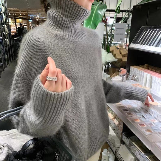 Damen Kuscheliger Rollkragenpullover aus hochwertigem Strick Heidi-Mode