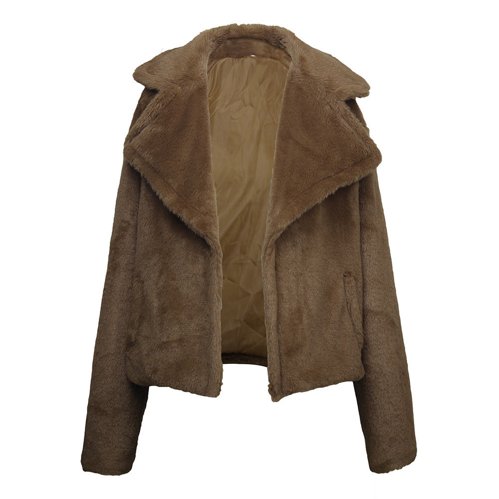 Damen Kuschelige Fleecejacke mit Reverskragen und Seitennaht Heidi-Mode