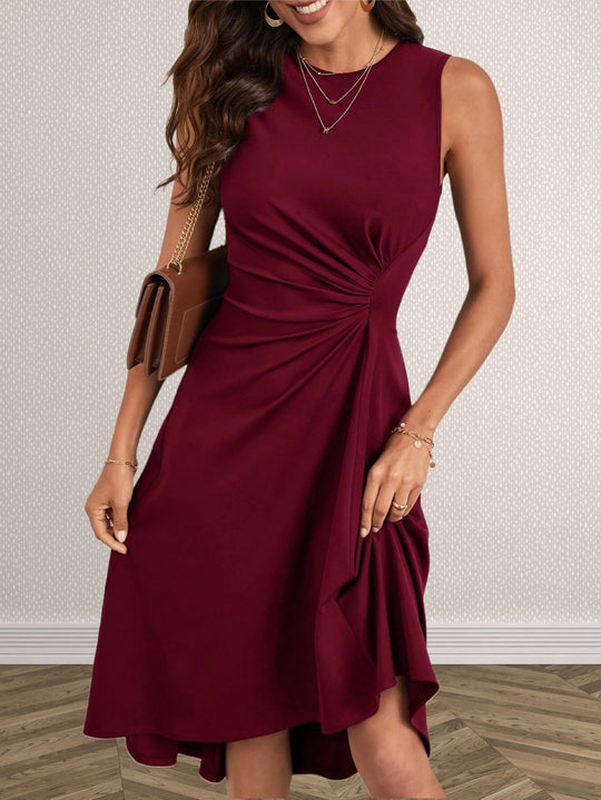 Damen Elegantes Wickelkleid mit asymmetrischem Saum und gerafften Details Heidi-Mode