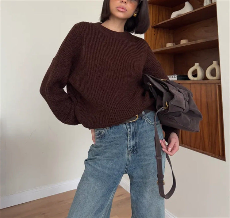 Damen lässiger Strickpullover Heidi-Mode