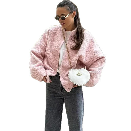 Damen Gemütlicher Teddy-Mantel mit oversized Schnitt Heidi-Mode