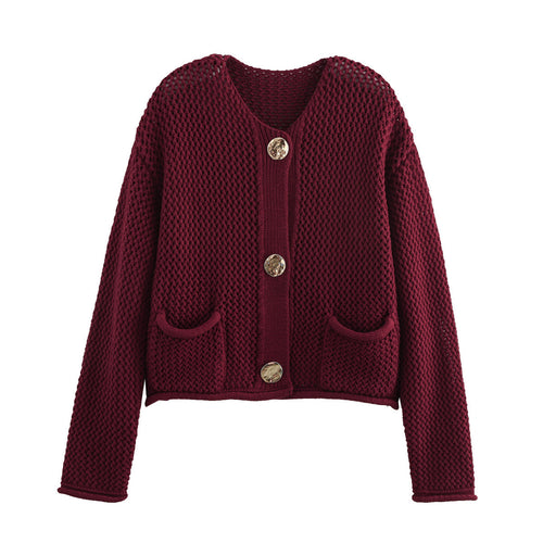 Damen Strickjacke mit dekorativen Knopfdetails und Taschen Heidi-Mode